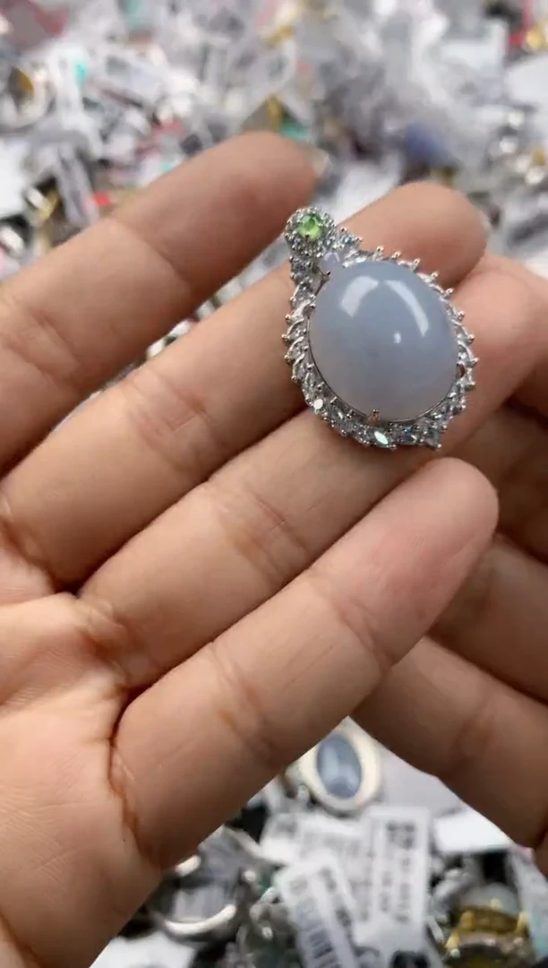 银S925镶嵌戒指翡翠999----4