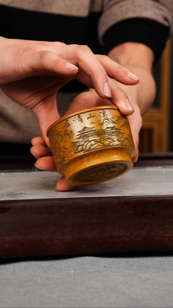 【闪购商品】紫砂茶壶龙骨金砂 山水杯