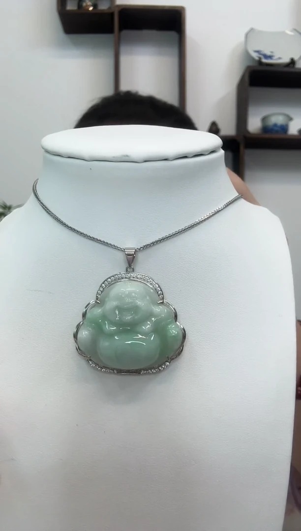 吊坠(赠链)银S925镶嵌翡翠佛公