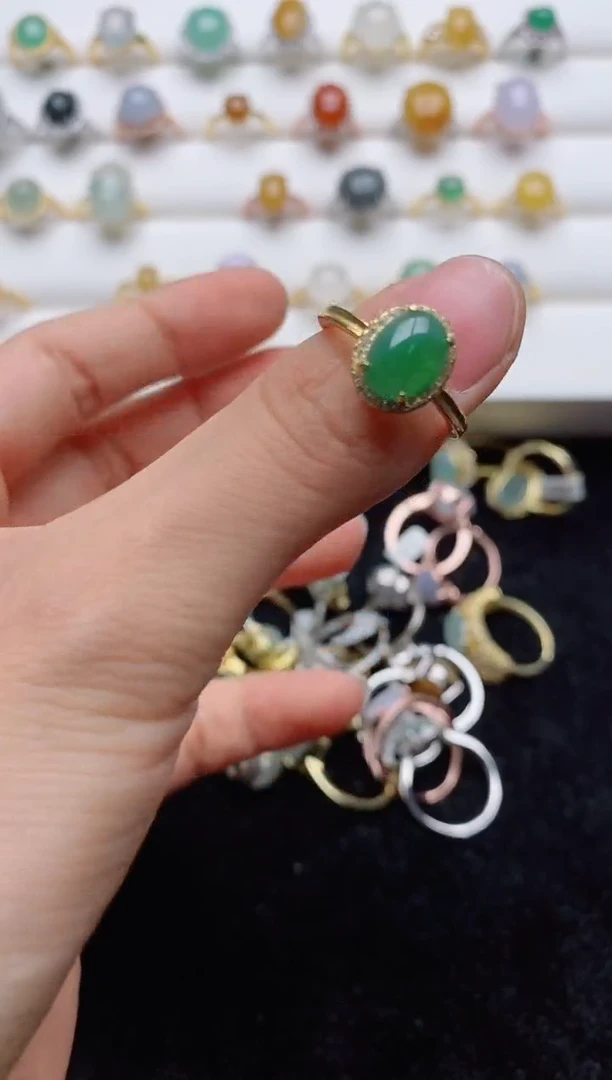 翡翠戒指银S925镶嵌............