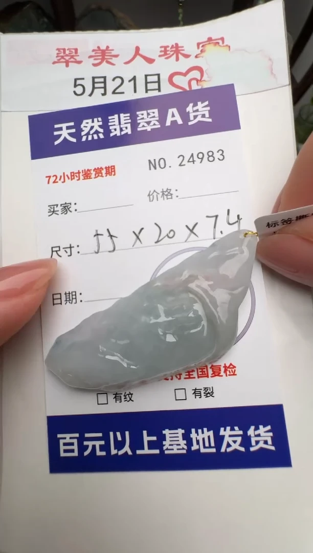 翡翠未镶嵌颈饰原石24983