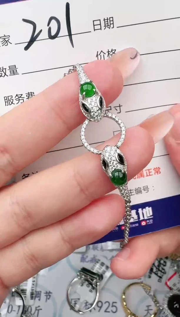 翡翠戒指银S925镶嵌1111