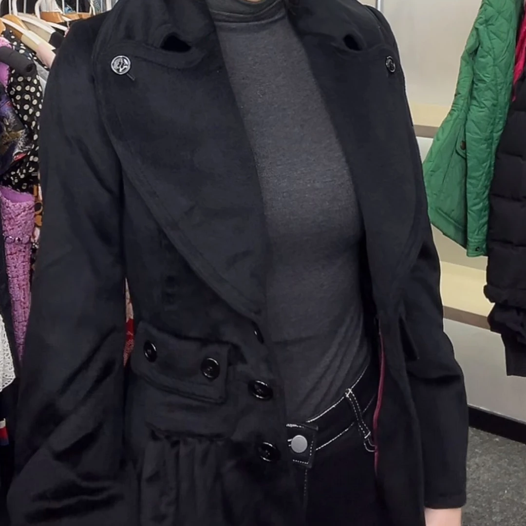 99新 BURBERRY/博柏利 巴宝莉黑色收腰外套