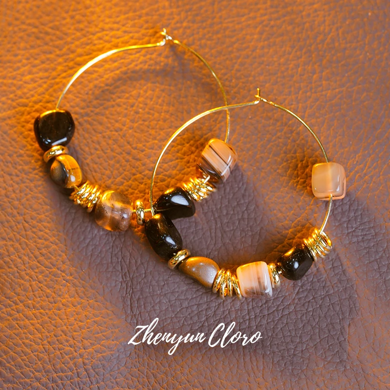 铜合金耳饰 时尚高级感串珠设计师耳圈 ML2122