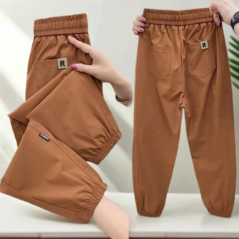 2025年夏季网格速干九分哈伦裤透气弹力防晒冰丝小个子薄休闲裤女