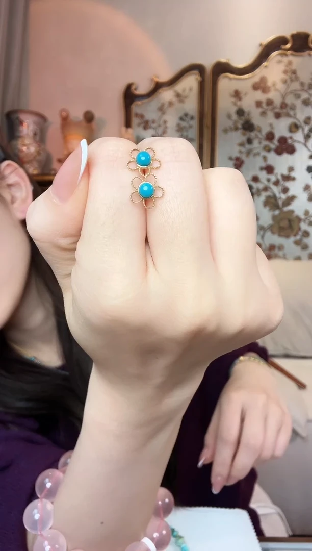 【闪购商品】绿松石耳饰18K金镶嵌绿松石耳饰