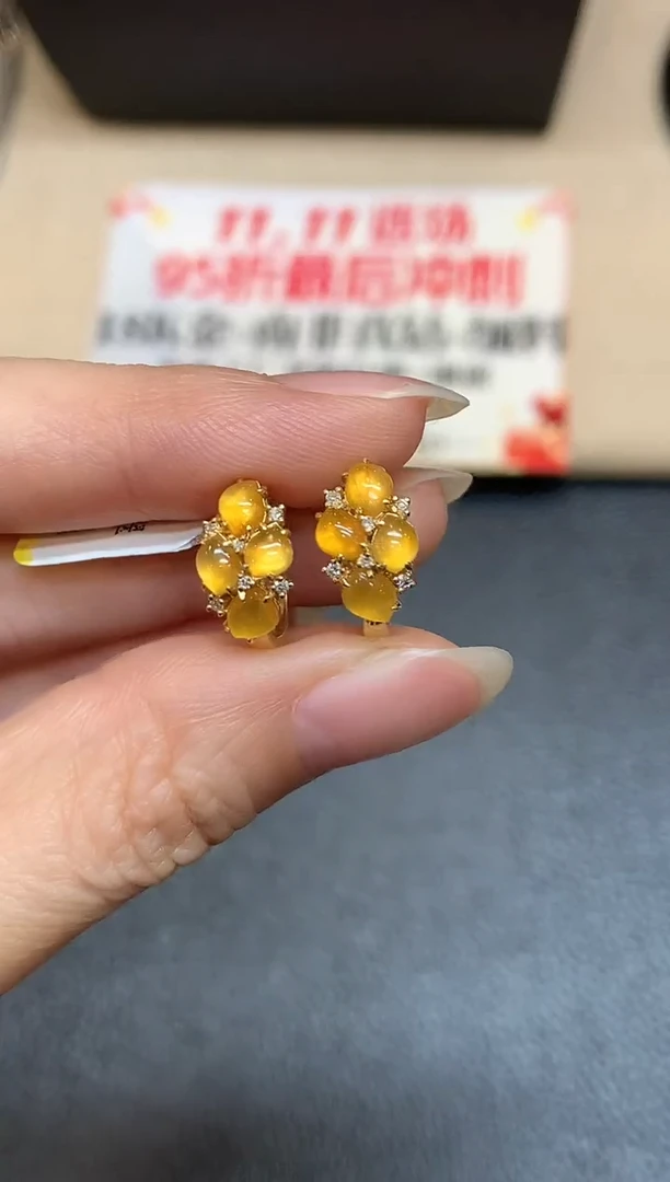 18K金镶嵌翡翠耳饰随形【无服务费