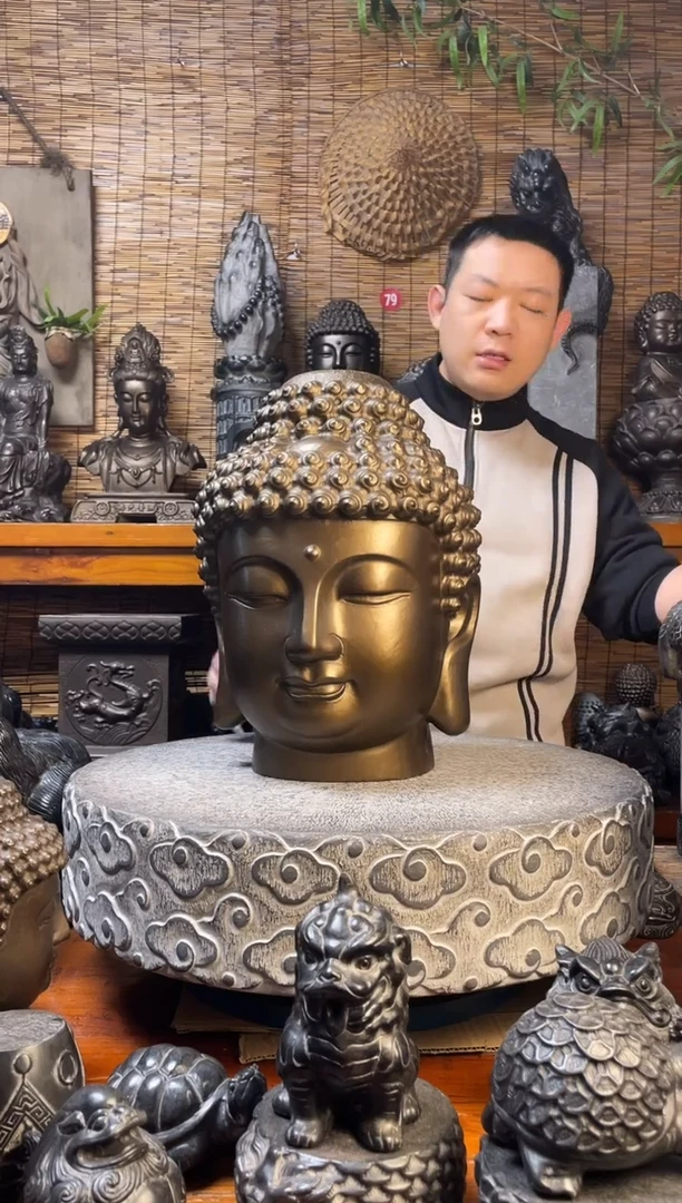 石材40单1380佛头天然青石雕刻