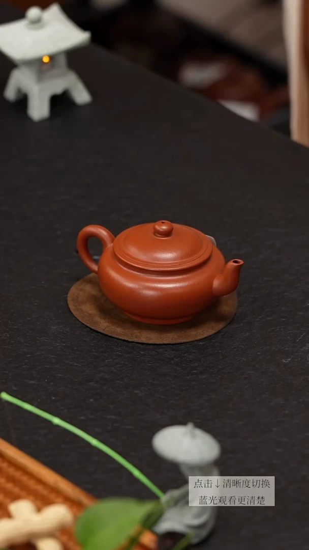 茶壶紫砂朱泥扁宫灯全手工