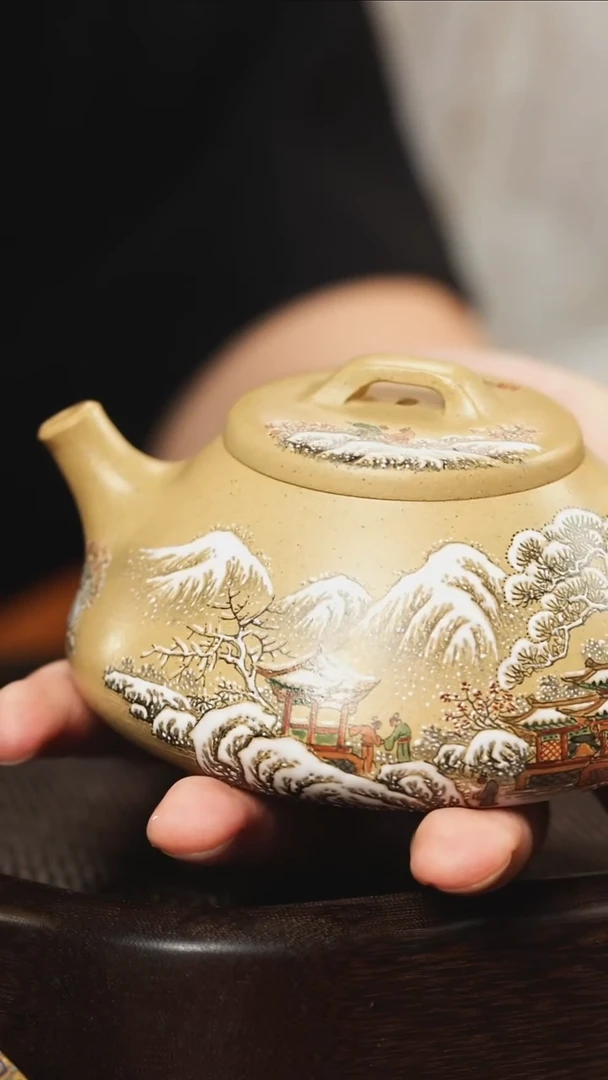 紫砂壶雪景石瓢1