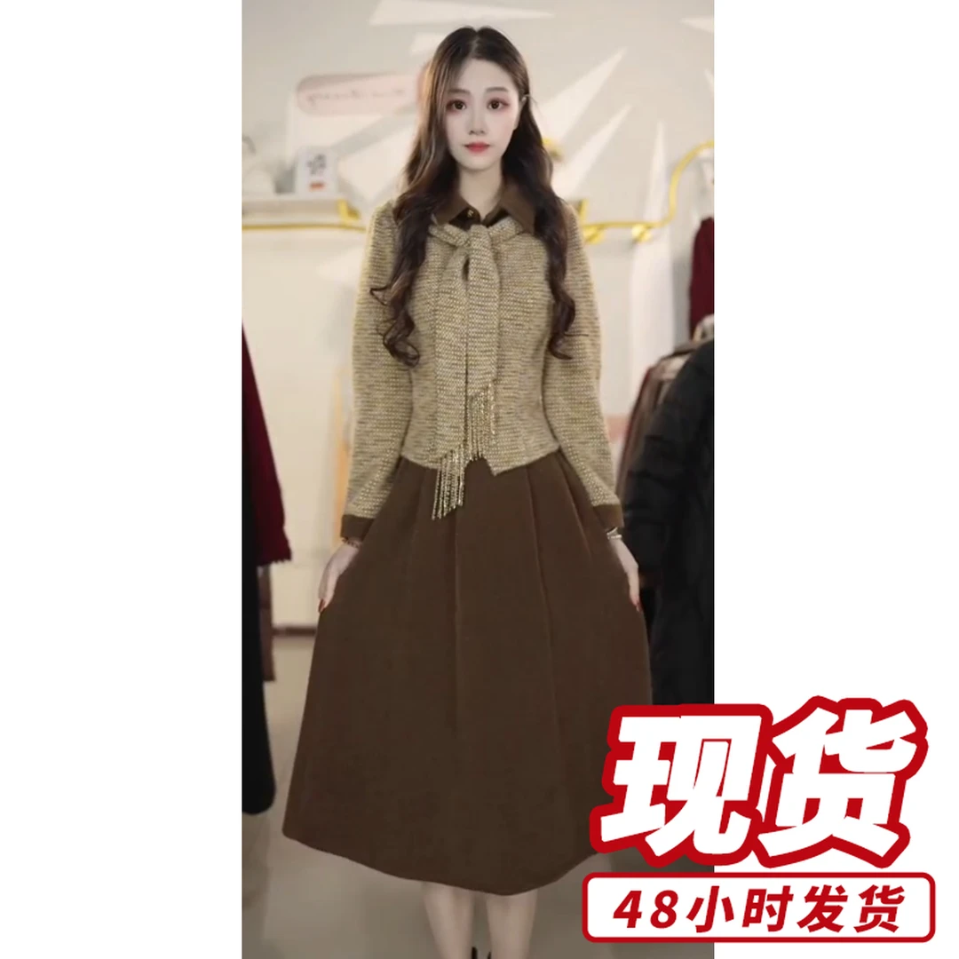 气质时尚套装裙女2025秋冬新款洋气减龄优雅显瘦两件套Y87116