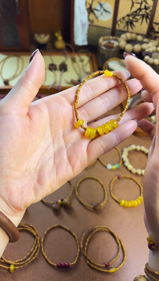 手串桃核古桃坊 竹节七宝福禄