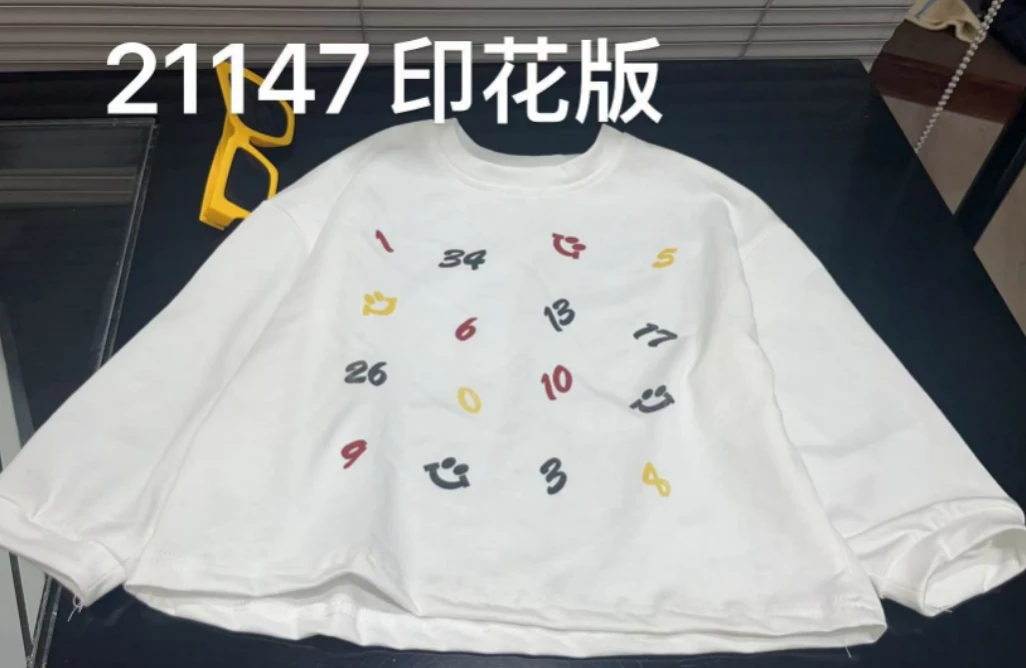2025年秋季儿童新款长袖休闲百搭宽松时尚21147数字印花打底