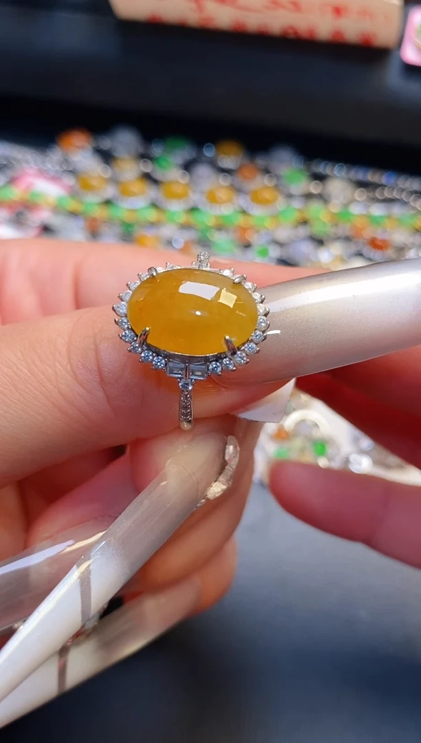 银S925镶嵌戒指翡翠天然