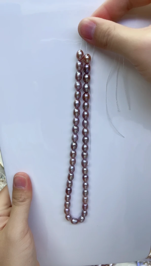 淡水珍珠未镶嵌项链紫胖子 7mm