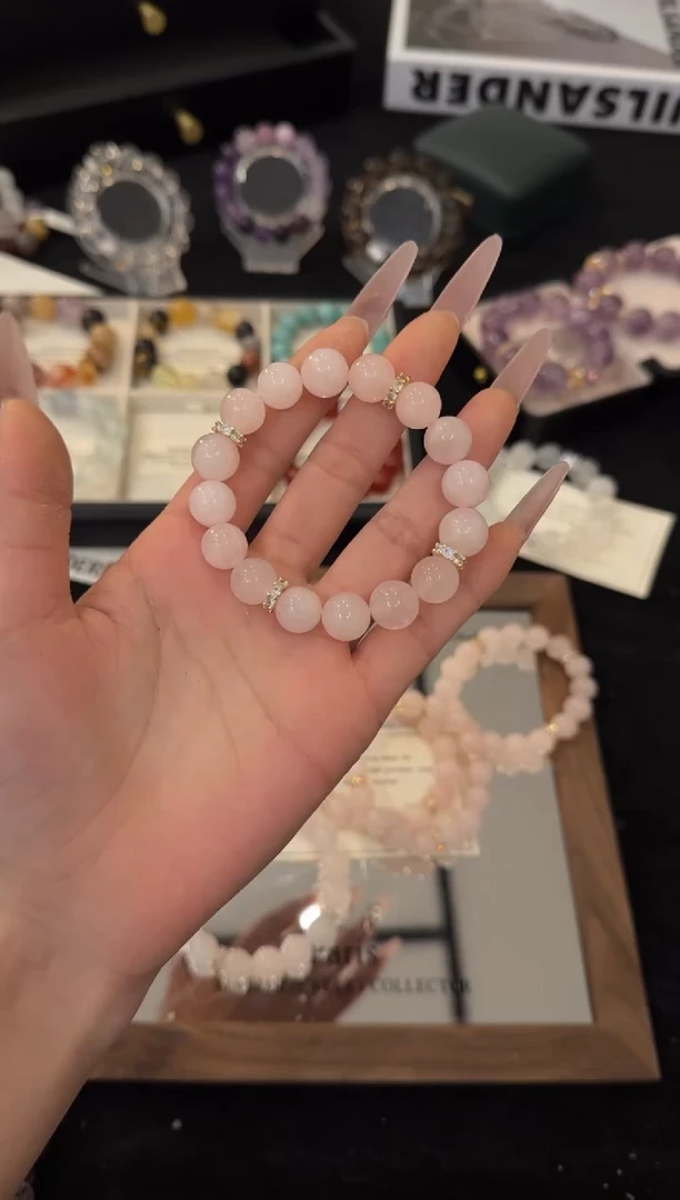 合金手链水晶粉水晶x3662