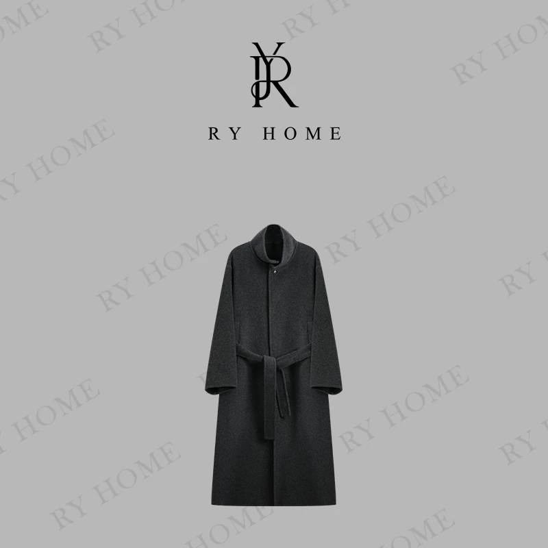 【容雨RYHOME】100%绵羊毛 ~双层门襟长款立领大衣243W2126