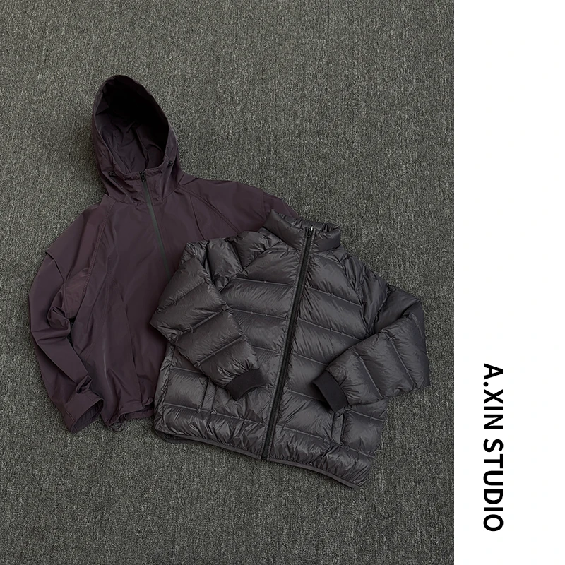 【AX二合一冲锋衣羽绒服】冬季男士户外90白鸭绒三防连帽可拆卸外套