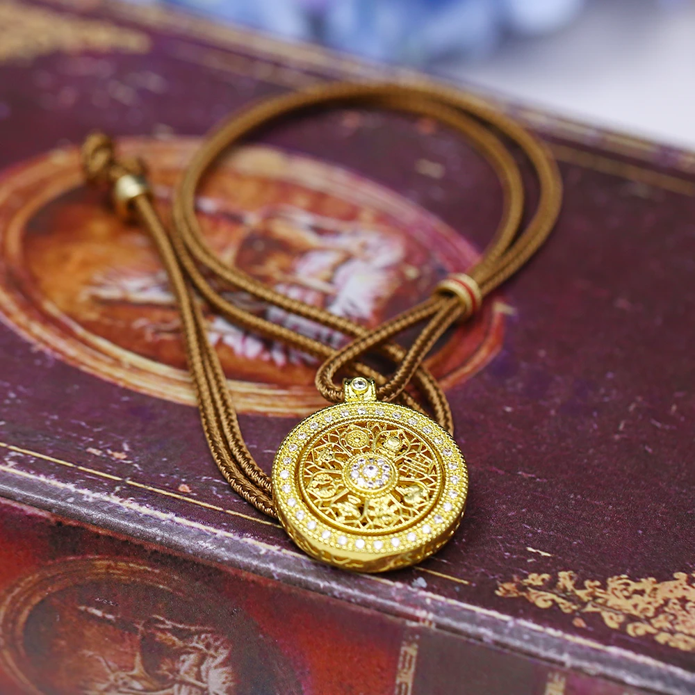 铜合金布艺项链 气质高级感国风新中式罗盘系列项链-8303