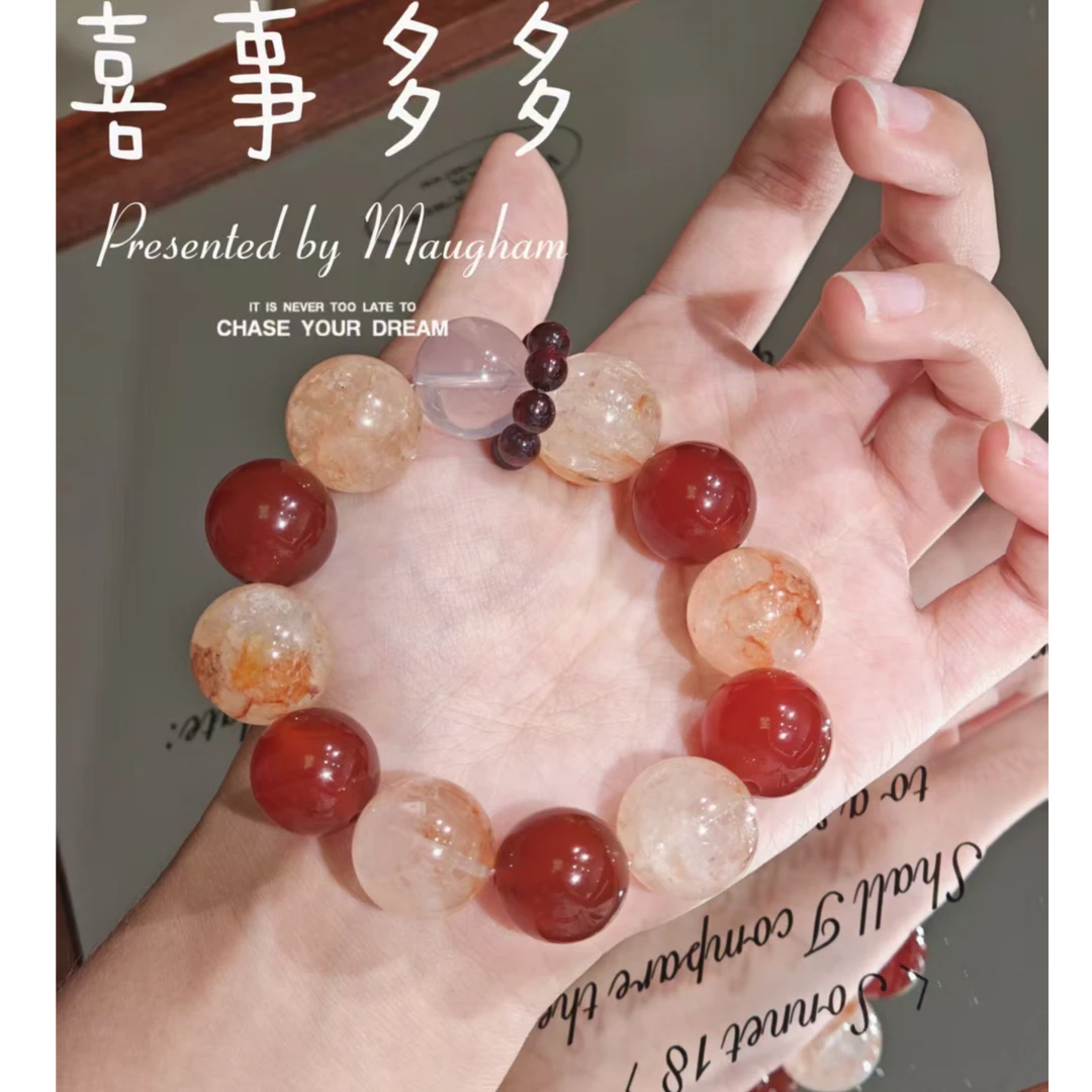 【晶灵 喜事多多】15mm多宝水晶玛瑙手串 多样性发一