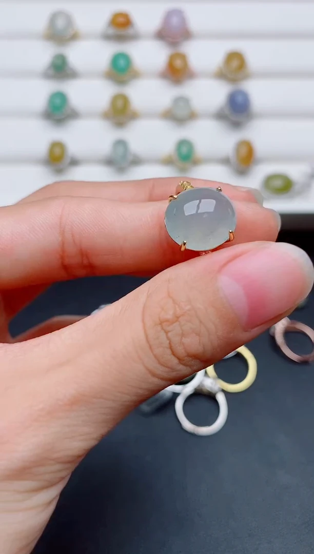 银S925镶嵌戒指翡翠1