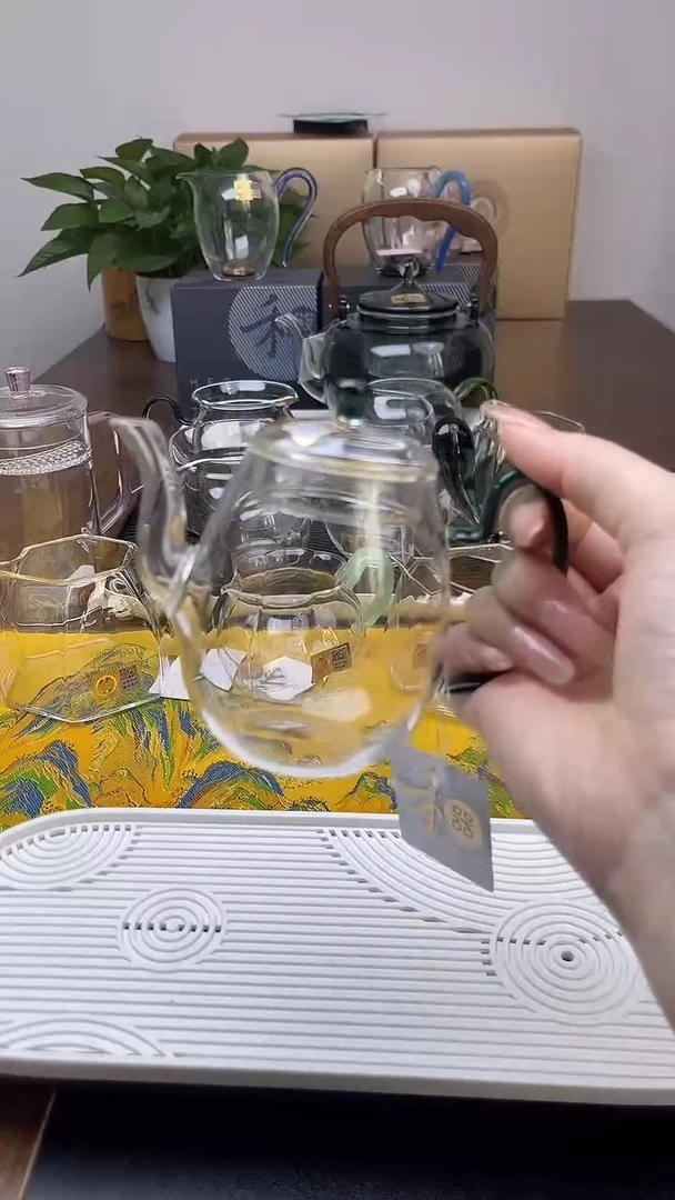 玻璃手工艺品禾器灵雀壶墨绿色