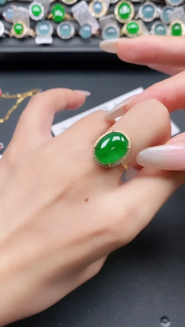 翡翠戒指银S925镶嵌1111