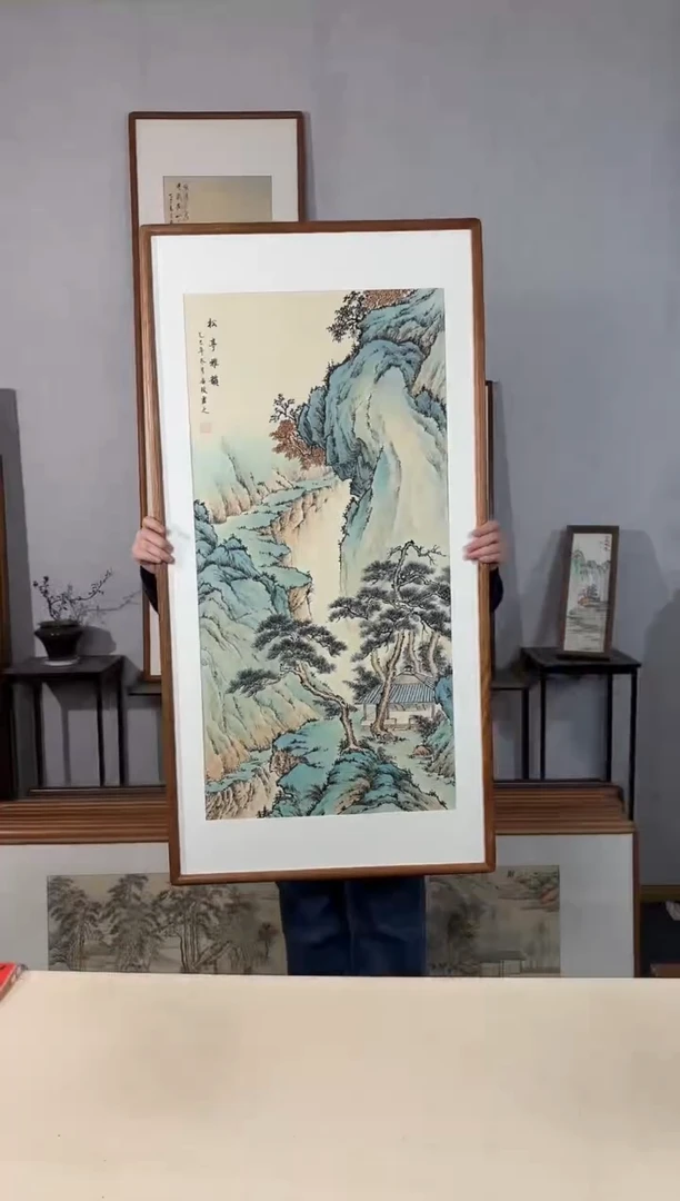 国画手绘*松亭雅韵*62*122cm带框发货