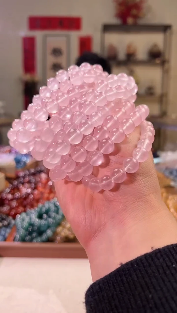 【闪购商品】芙蓉石手串未镶嵌10+mm粉水手串（多样性发其一）