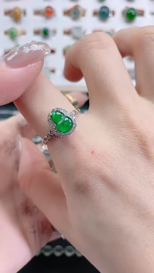 银S925镶嵌戒指翡翠天然翡翠