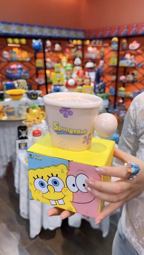 瓷片@@派大星陶瓷早餐杯带盖碟