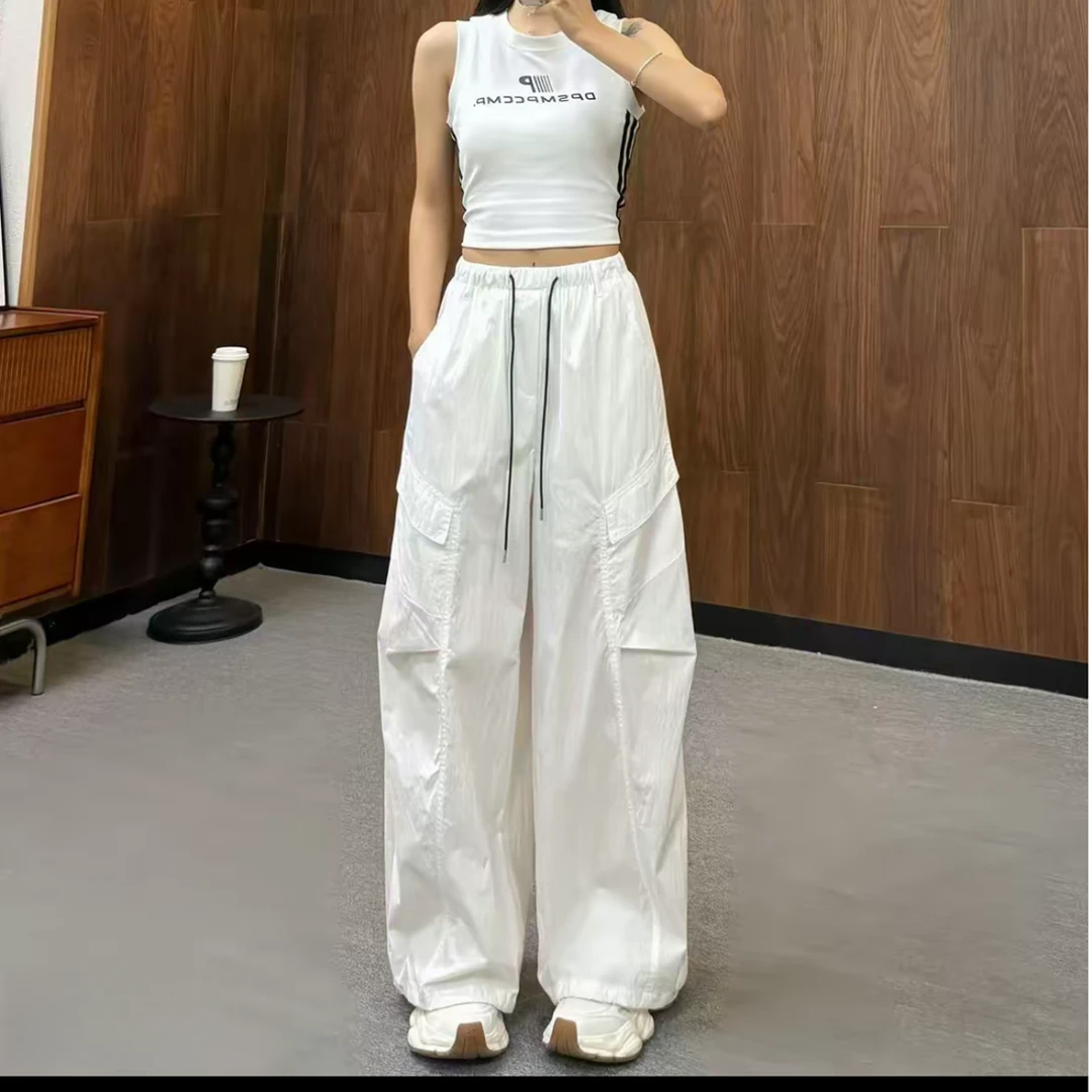 唐糖TANG工装裤直筒运动百搭宽松抽绳设计感工装裤