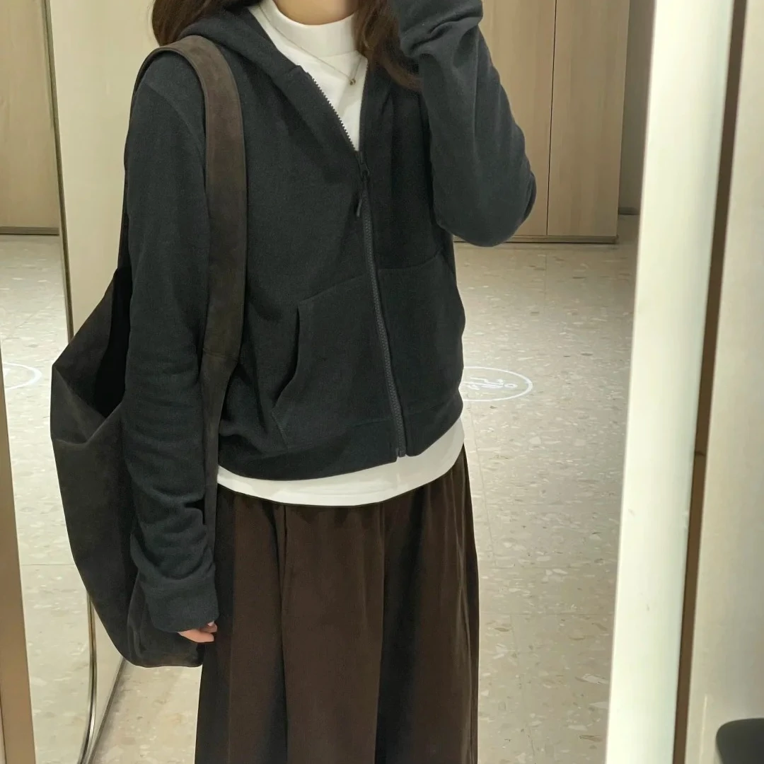 连帽卫衣外套女2025秋季新款韩版设计感小众简约舒适软糯上衣开衫