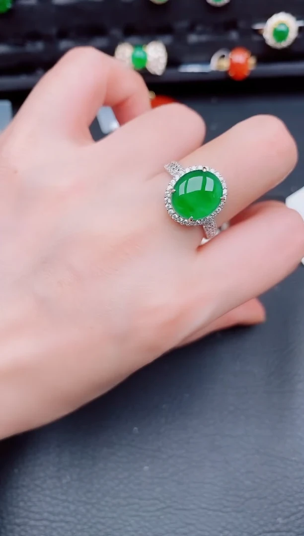 【闪购商品】翡翠戒指银S925镶嵌天然a货翡翠463