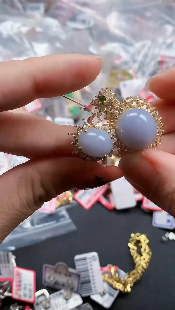 银S925镶嵌戒指翡翠天然A货缅甸翡翠