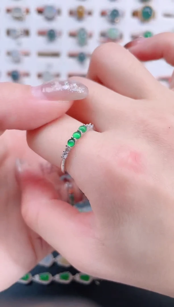 银S925镶嵌戒指翡翠天然翡翠