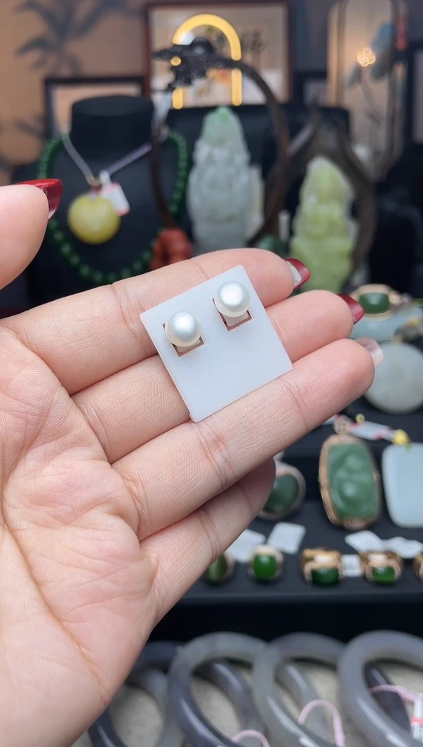 【闪购商品】淡水珍珠耳饰银S925镶嵌耳饰f052