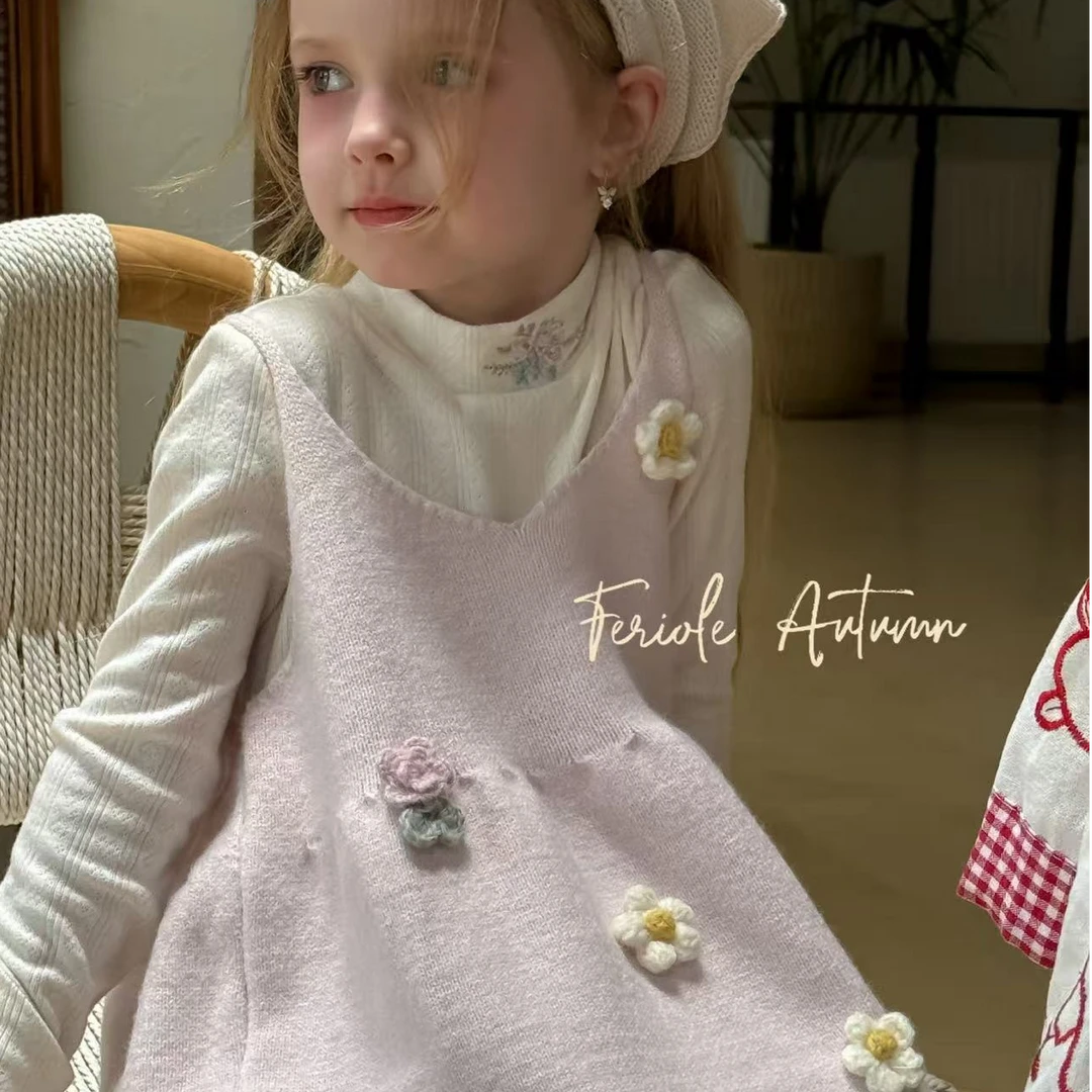 法洛莉•25秋~甜美立体花朵毛衣裙53526粉色20--11