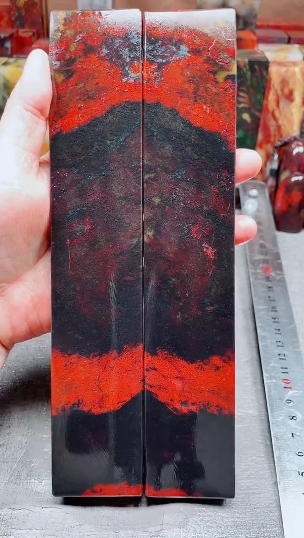 玉桂林鸡血玉素章对镇尺15