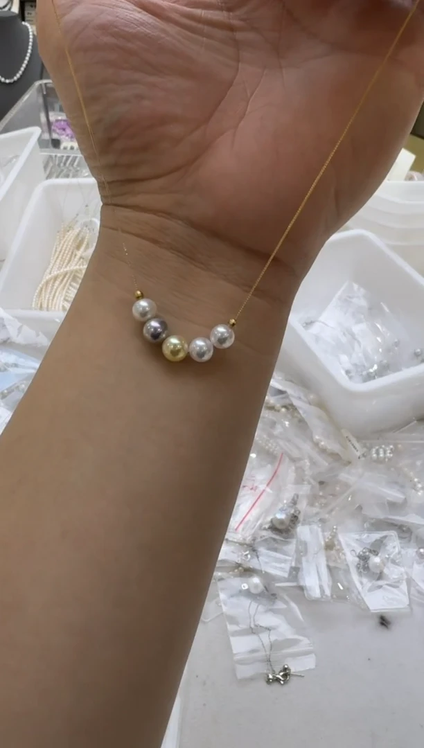 海水珍珠银S925镶嵌吊坠(赠链)6-7mm 海水+白细胞微笑链