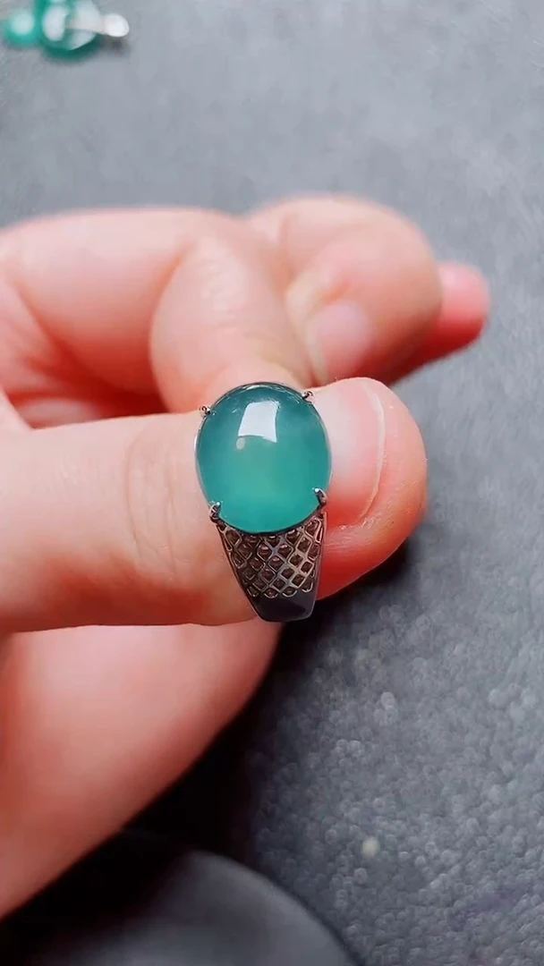 翡翠戒指银S925镶嵌1111