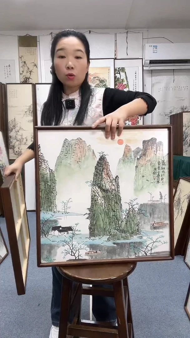 国画尺寸52*52木画框京东包邮手绘