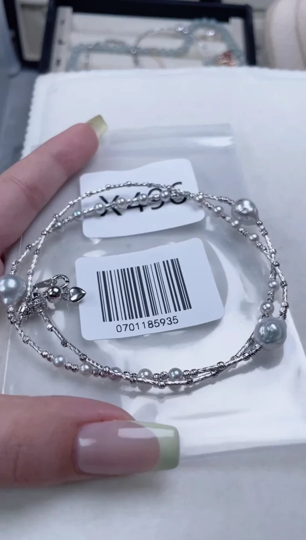 银S925镶嵌海水珍珠项链X496