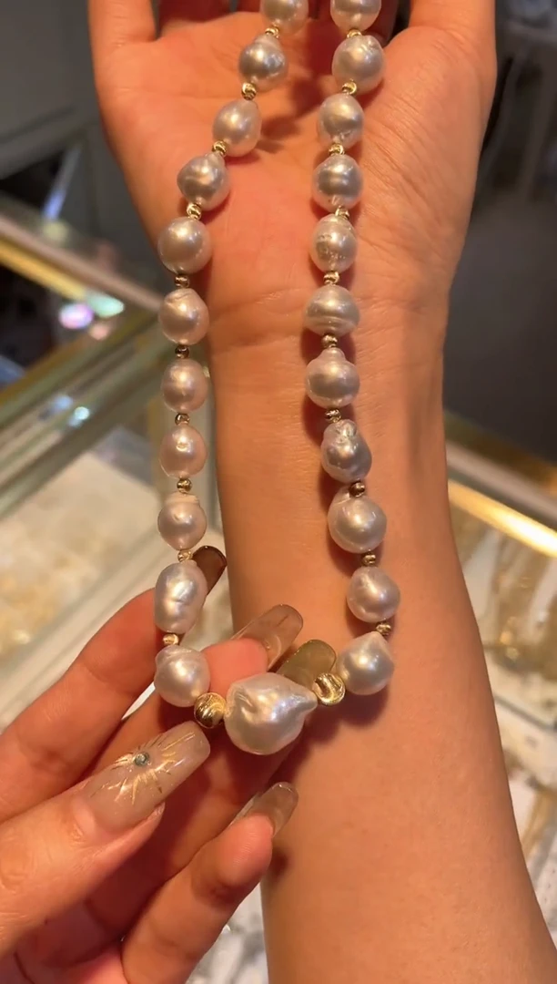 18K金镶嵌项链海水珍珠   JZ