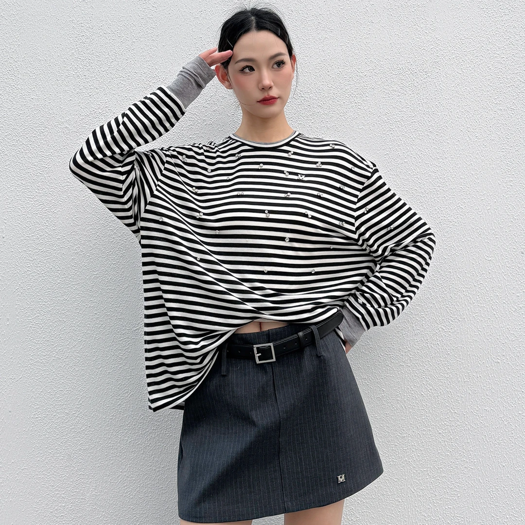 [年中钜惠】McCarlyQuinn深灰条纹西装宽松A字裙裤