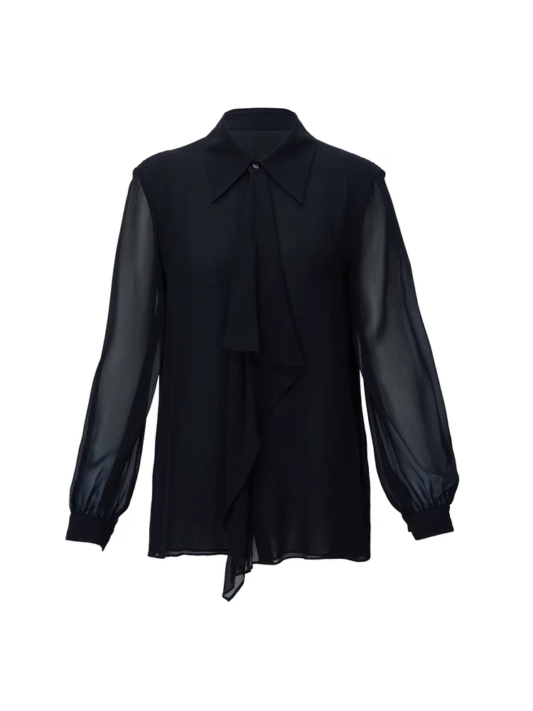2025【歌L订单】新款洋气通勤飘带衬衫女（25CY0819）