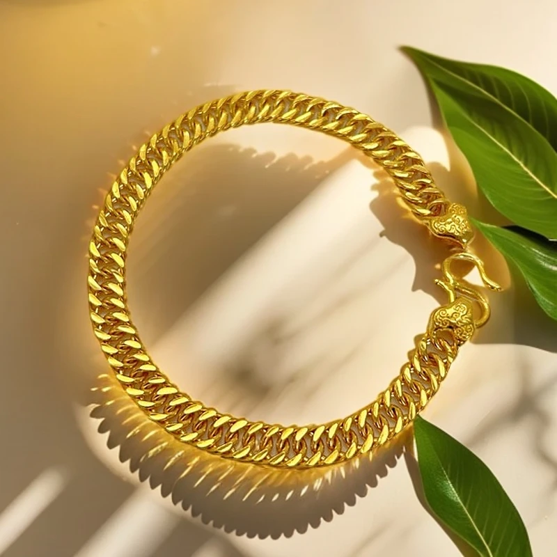 1-SL【聚鑫黄金】足金999男士潮流简约时尚百搭老板金手链