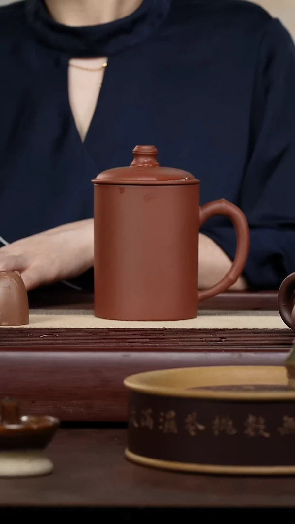 茶壶紫砂晓*紫砂盖杯紫泥400CC
