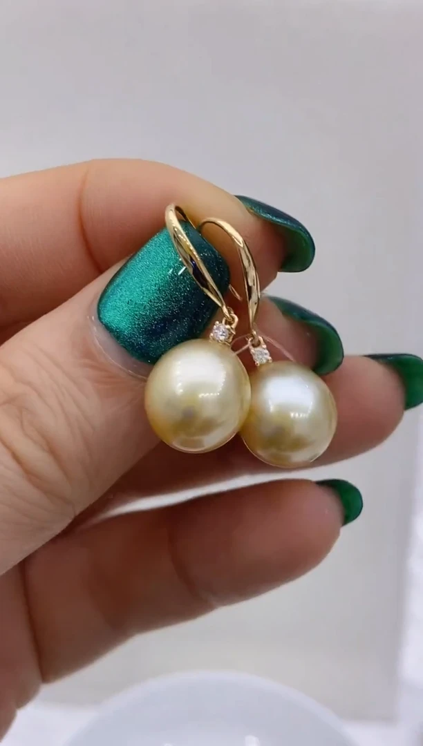 【闪购商品】海水珍珠耳饰18K金镶嵌101 11-12mm