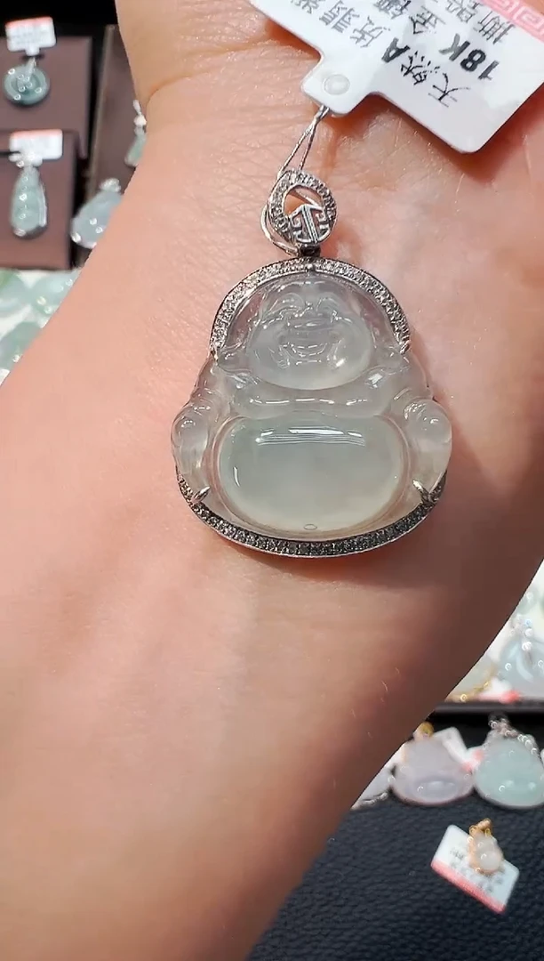 翡翠18K金镶嵌吊坠(不含链)佛公吊坠70A